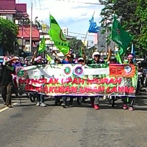 Aksi Long March Buruh Kota Tarakan Menuntut Kelayakan UMK 2015 beberapa waktu lalu (run)