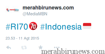 Kami mencoba tuit dengan hashtag #70 #Indonesia