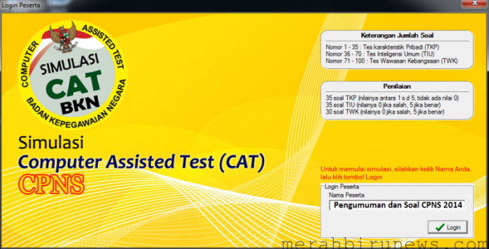 Simulasi Tes Soal CPNS Online Latihan Simulasi Soal CAT Simulasi TES CPNS Online