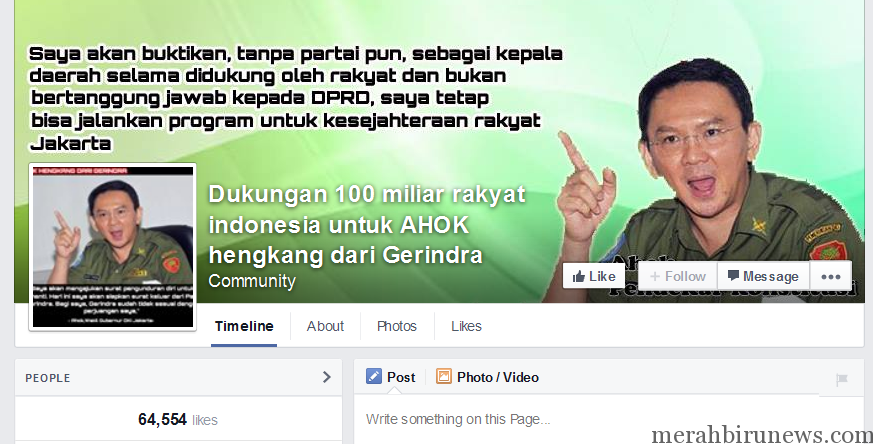 Akun Dukungan 100 milyar rakyat Indonesia untuk Ahok hengkang dari Gerindra (XYD)