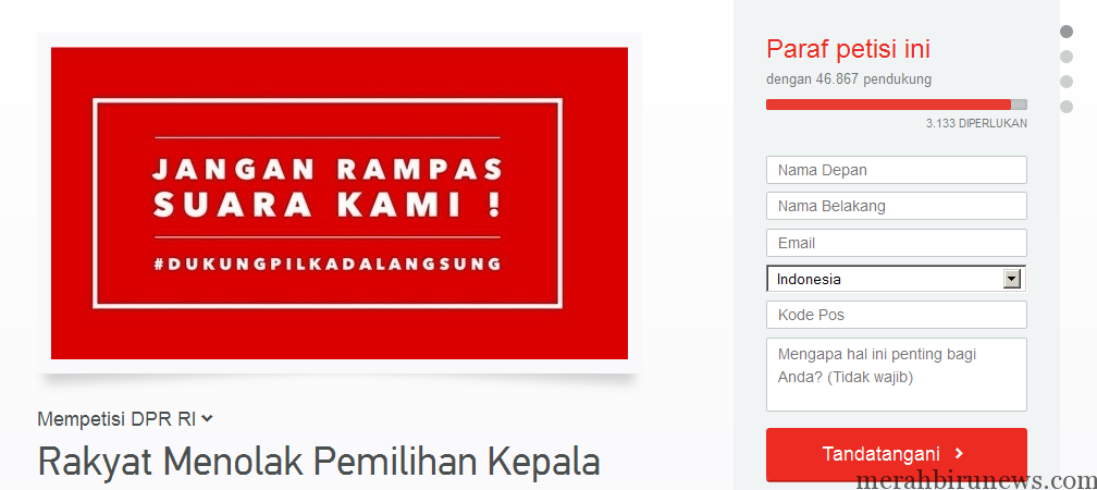 Petisi Rakyat Menolak Pemilihan Kepala Daerah Melalui DPRD Change.org
