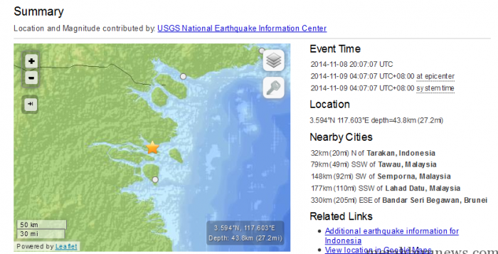 Info: Gempa Bumi Tarakan Kaltara 9 November 2014 Info Gempa Bumi Tarakan 9 November 2014 Earthquake USGS
