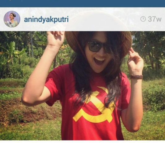 Kasus kaos palu dan arit, Putri Indonesia 2015 angkat bicara