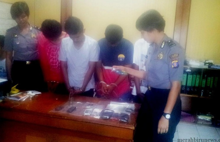 Tiga pengguna shabu ditangkap, dari info ketiganya polisi ciduk pengedarnya