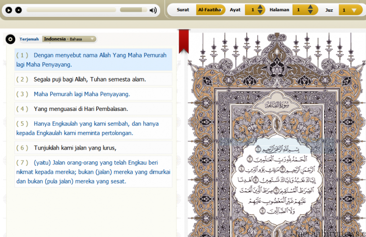 Baca Al-Quran Digital Online Buatan King Saud University Yuk ! Tampilan Online Al Quran Digital King Saud University