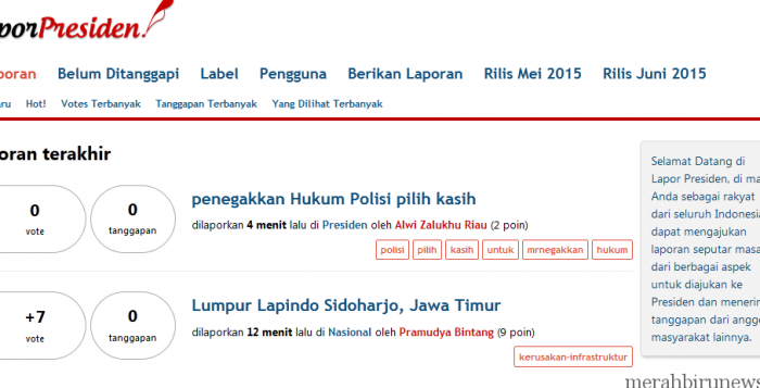 Laporpresiden.org, Situs Untuk Penyampaian Aspirasi Rakyat Ke Presiden Halaman Laporpresidenorg