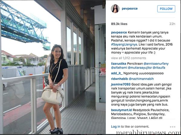 #SayangUangnya, Pevita Pearce Kepergok Naik Bus TransJakarta
